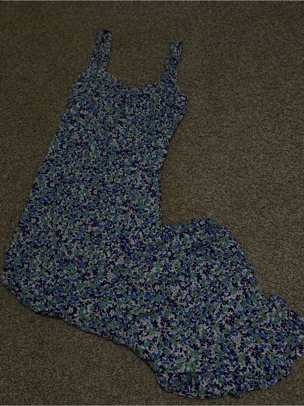 Zara Blue and Green Floral Maxi Dress